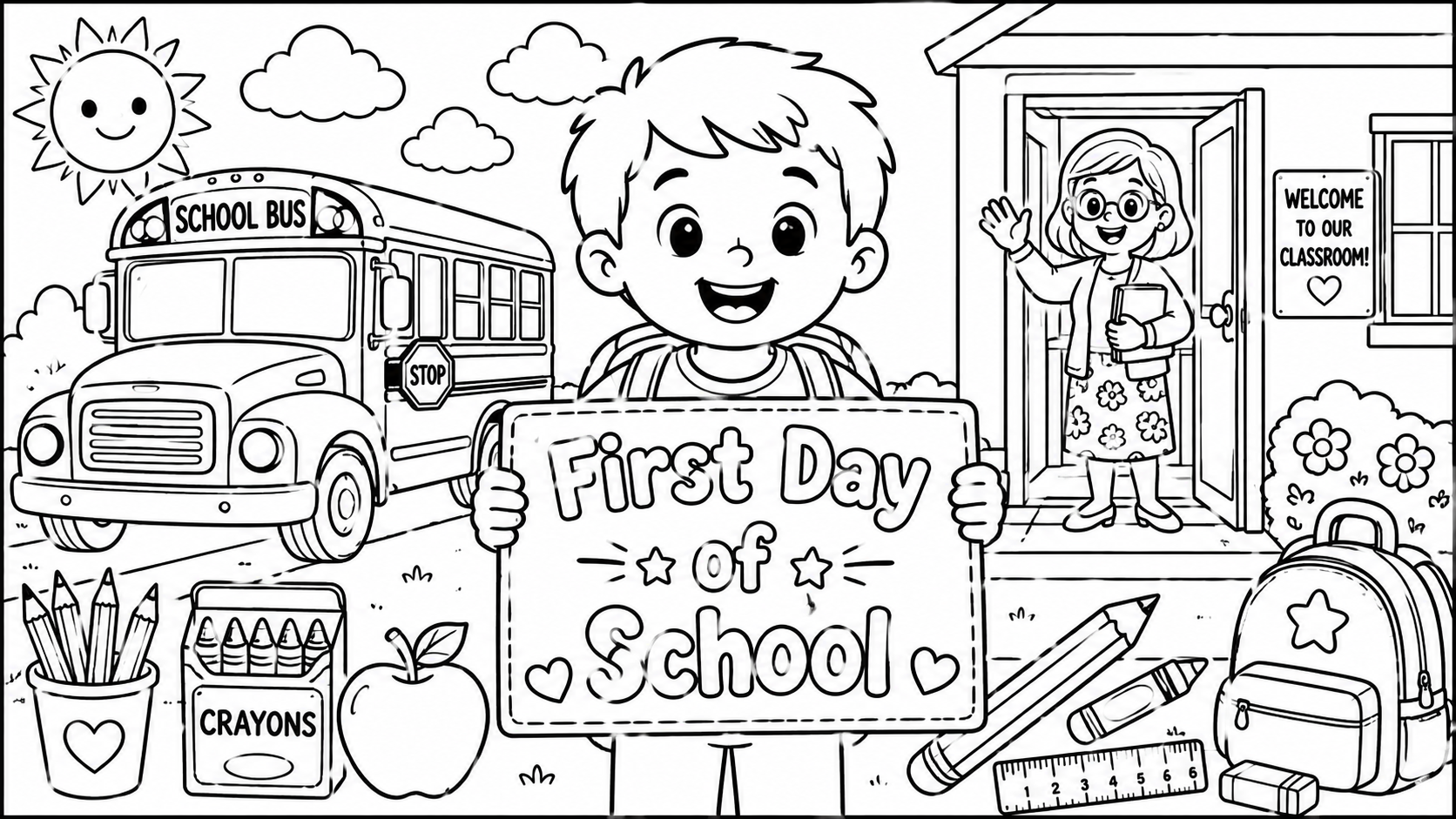 Top 11 First Day of School Coloring Pages for Kids (PDF Collection)